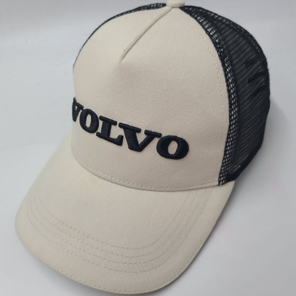 Volvo Hat Snapback Trucker Mesh Beige Black Logo Car Truck Automotive Casual Men